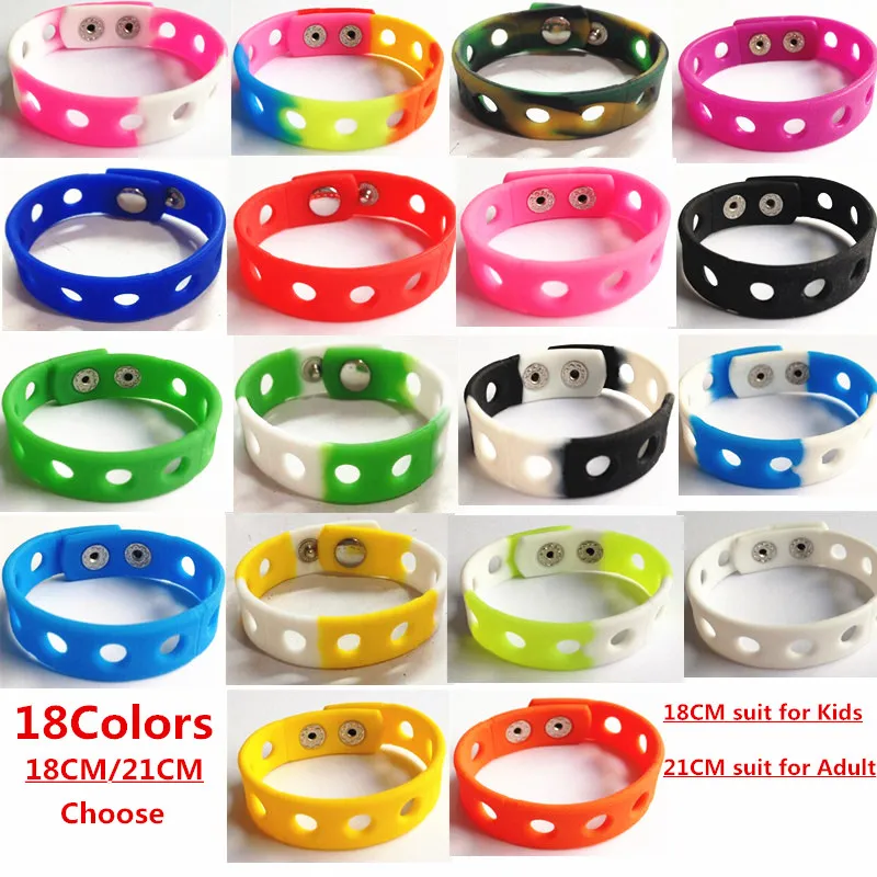

100Pcs 17 Colors 21cm Silicone Wristbands Bracelets Fit with Shoe Charms Fashion Accessories Decoration Sports Style Kid's Gift