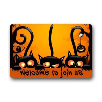 

Welcome to join us Halloween Party Funny Halloween Doormat Decorations Durable Machine-washable Indoor outdoor Floor Mat