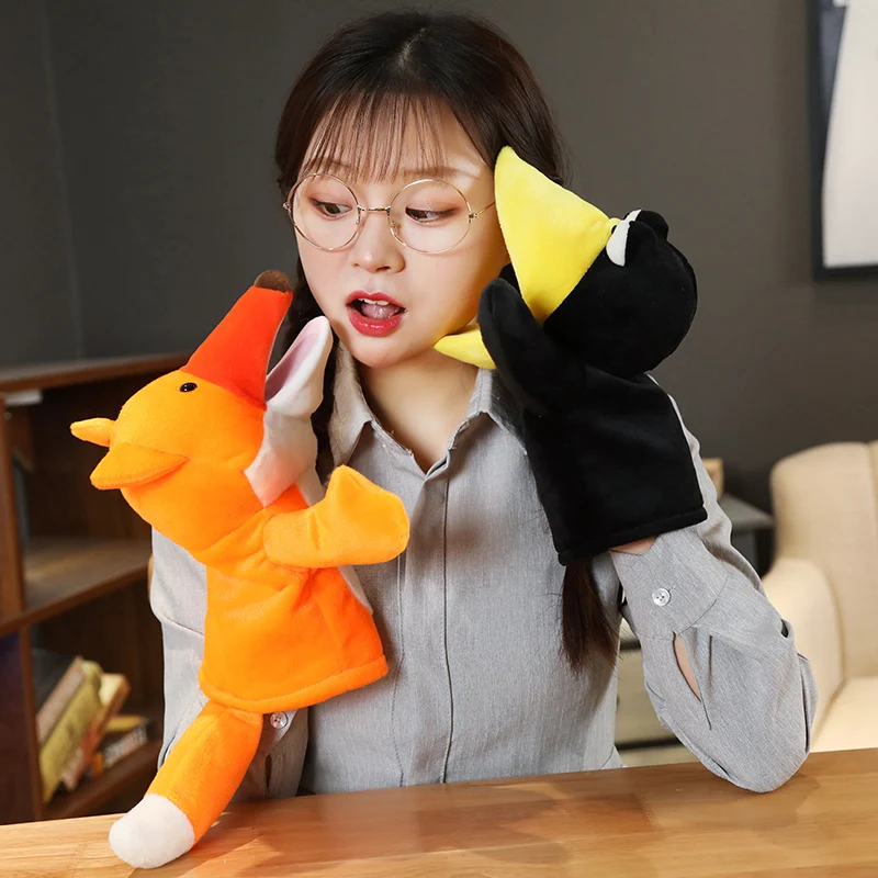 1 шт. 25 см Kawaii Плюшевые рука кукол мягкие перчаточные куклы-животные птица лиса