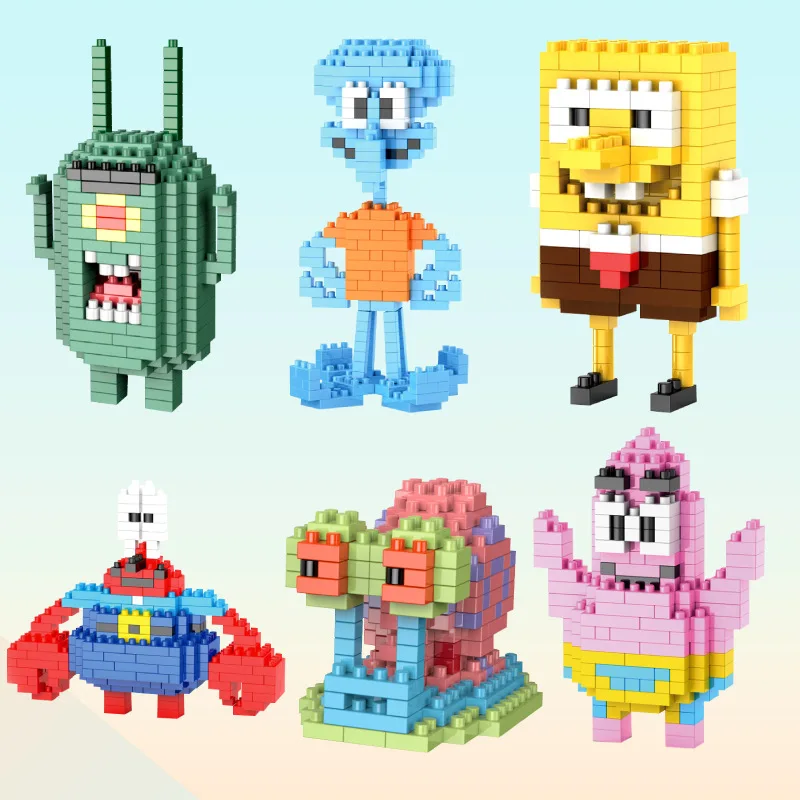 

Toys Kawaii Gary Patrick Star Action Figures building Mini Blocks America Anime Cartoon DIY Model Micro Bricks Christmas Gift