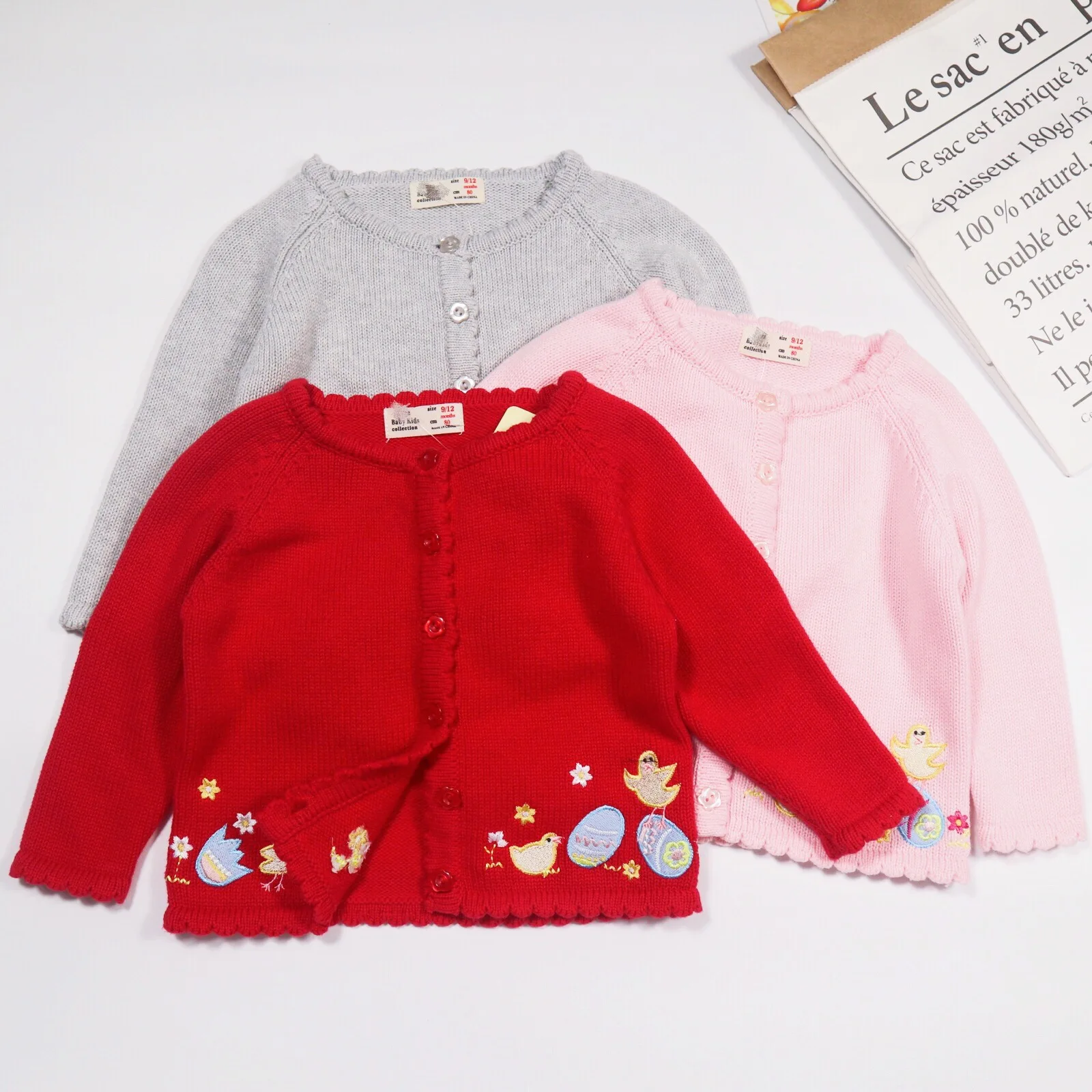 

Spring New Style GIRL'S Sweater Europe And America Infants CHILDREN'S Knit Cardigan Baby Cartoon Embroidered Light Jacket