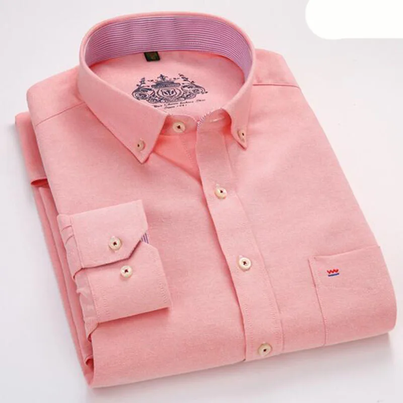 Оксфордская дышащая удобная рубашка из чистого хлопка Camisa, яркие облегающие Высококачественные мягкие рубашки с длинными рукавами и