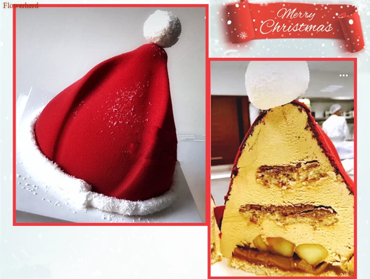 

3D Large-size Christmas Hat Silicone Mold Cake Decorating Tools Bakeware French Dessert Mousse Cake Mold Party Supplies