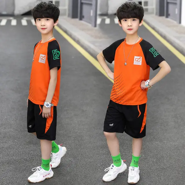 Children's quick-drying clothes boys summer sports suit 2020 new casual big children's short-sleeved basketball two-piece suit