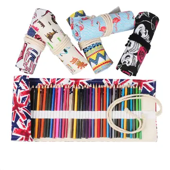 

36 Holes Flamingo Art Pencil Case For School Boy Girl Kawaii Makeup Brushe Pencil Bag Penalty Office Supplies Stationery Storage