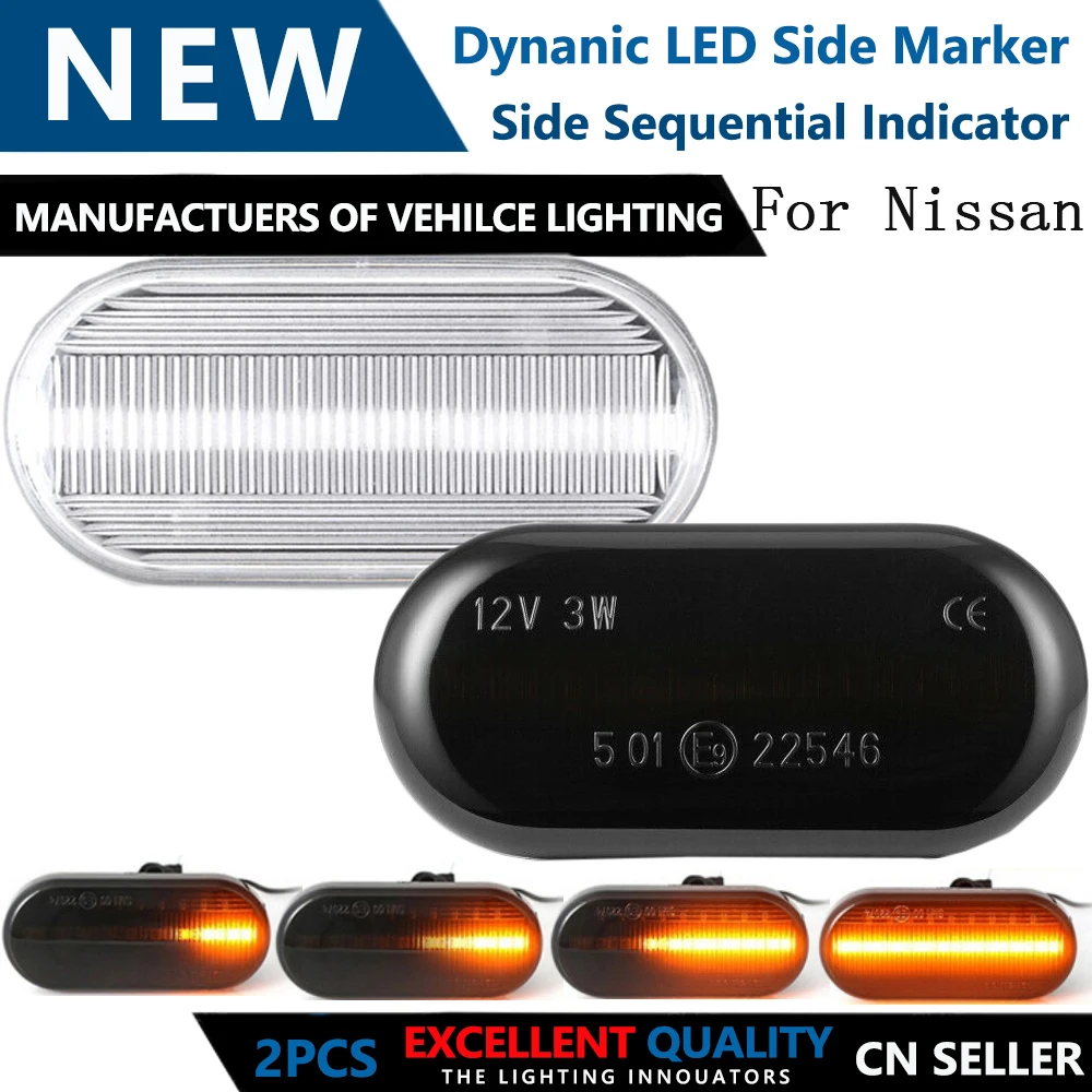 

2pcs Dynamic LED Side Marker Lights Turn Signal Light Side Repeater Lamp Panel Lamp for Nissan Qashqai J10 Micra C 305z NP300