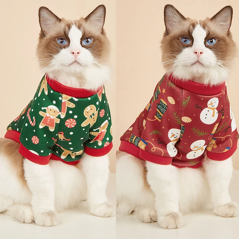 Navidad mascota gato disfraz ropa para gatos invierno Kedi Katten Sphynx sudadera con capucha traje mascotas ropa para gato 3