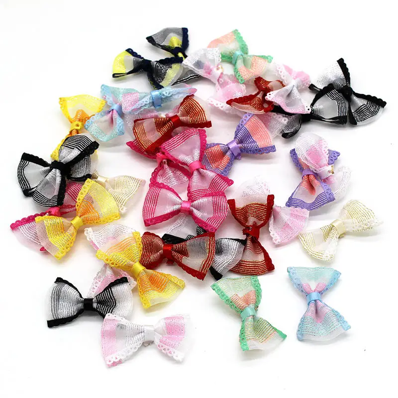 30Pcs Ribbon Bows 3.5*2.5cm Mini Ribbon Bow For Wedding Bow Tie Decoration for Craft Girl DIY