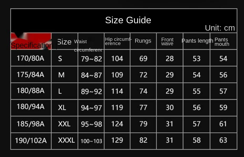 Quick drying shorts size chart.png