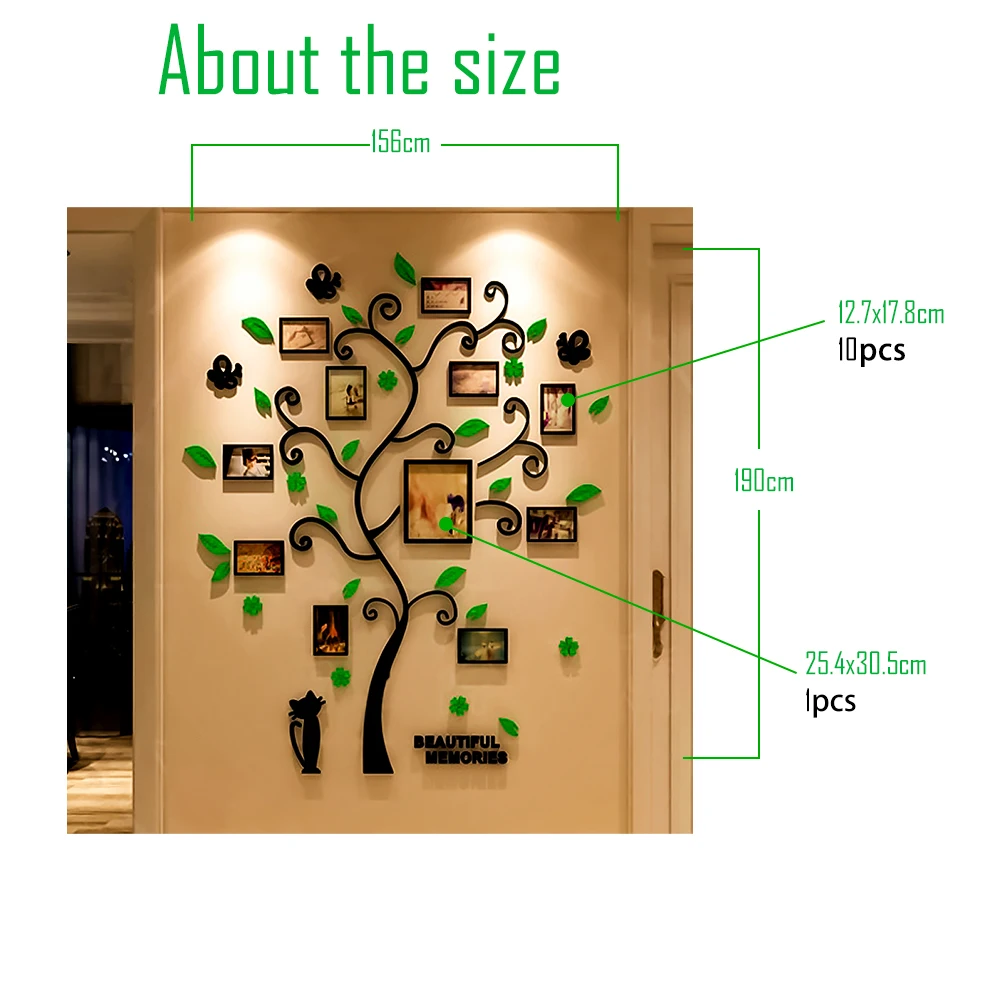 3D дерево наклейка из акрила, фотоальбом для стикеры на обои-дерево форма украшения стикер s домашний Декор настенный плакат подвесной - Цвет: 6