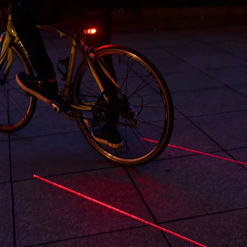 5 LED 2 Laser Bicycle Bike Rear Tail Safety Warning Light Set Waterproof Lamp