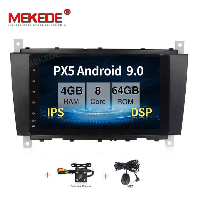 PX5 Android 9,0 автомобильный DVD для Mercedes/Benz C Class W203 2004-2007 c200 C230 C240 C320 C350 CLK W209 Восьмиядерный 4G ram 32G rom - Цвет: 64G DVD CAMERA