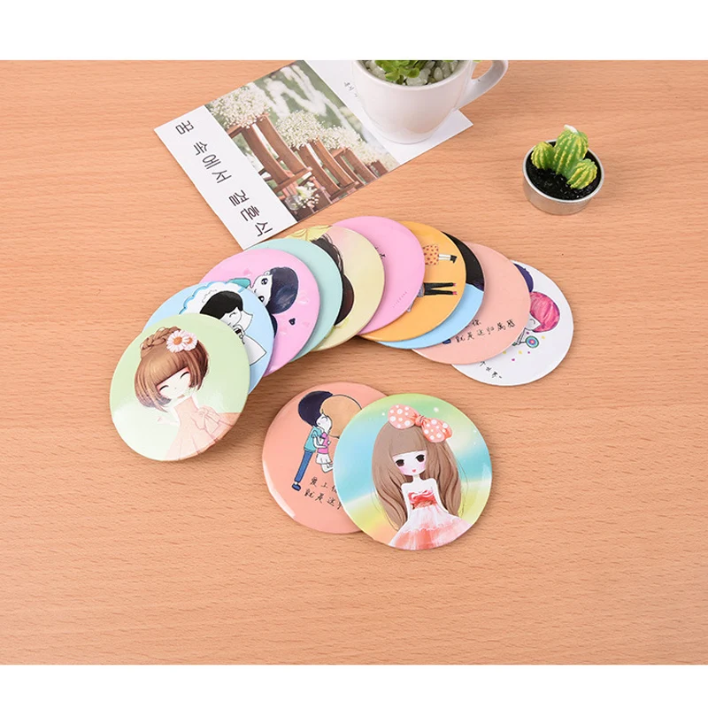 1pc Portable Makeup Mirror Cartoon Pattern Compact Pocket Cosmetic Mirror Mini Cute Small Mirrors Girls Lady Makeup Tools espejo 5