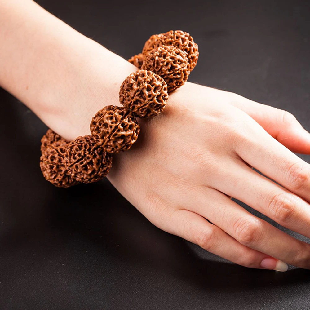 Rudraksha Silver Om Triple Line Bracelet - Prinjal