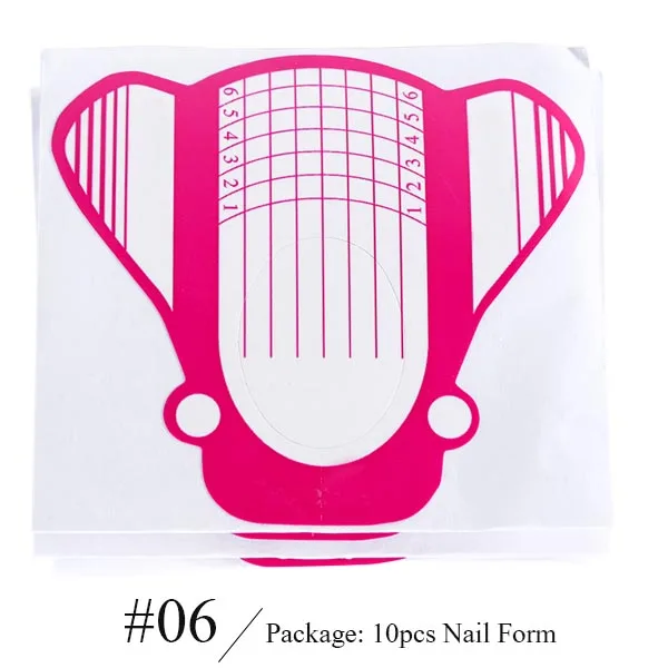 10pcs Nail Form Acrylic French UV Gel for Extension Builder Form Guide Fish Stencil Manicure Adhesive DIY Nail Art Tools LE941-1 - Color: 06