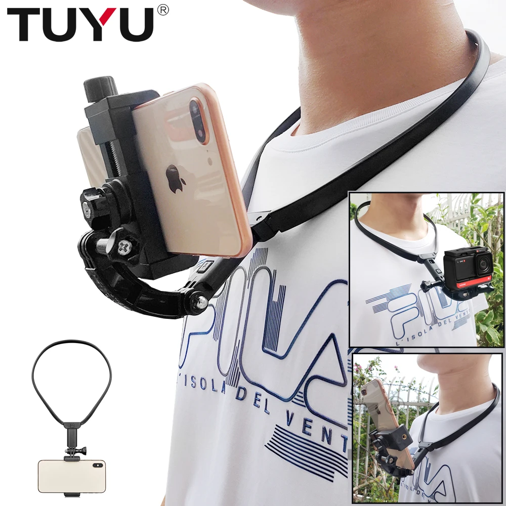 New Hands Free Lazy Neck Phone Stand Holder Wearable Smartphone Mount  Bracket for Xiaomi Samsung for GoPro insta360 Accessory