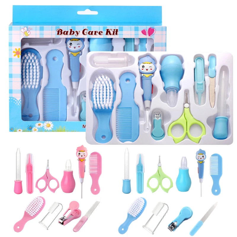 10Pcs/Set Baby Kids Nail Hair Health Care LED EarSpoon Nose Cleaner Toothbrush Safety Tools Grooming Brush Kit Newborn Baby Care