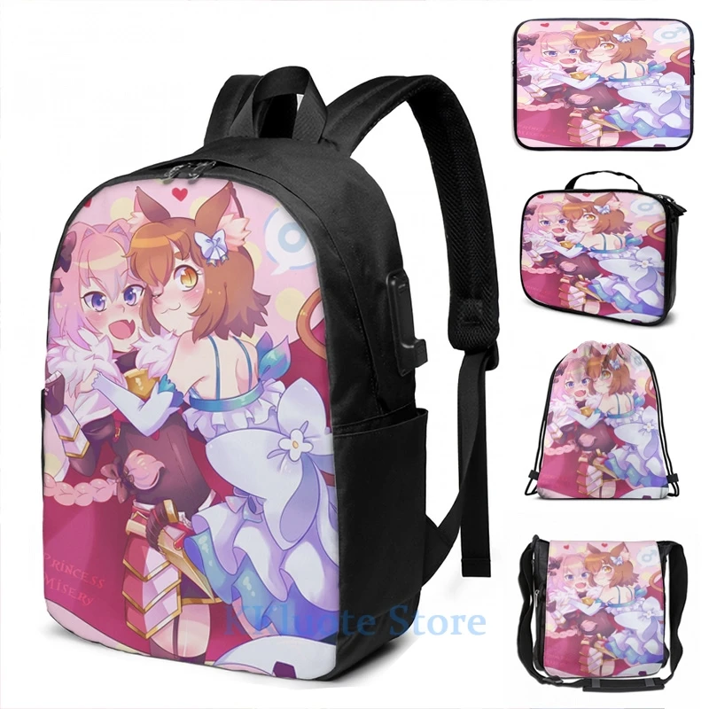 Забавный рюкзак с графическим принтом Astolfo n Felix USB-зарядкой мужские школьные