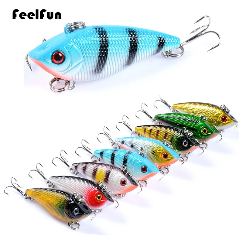 

FeelFun VIB Fishing Lures 1 Piece 50mm 6.5g Sinking Jerkbait Vibration Wobblers Plastic Rattlin VIB Hard Lure Artificial Bait