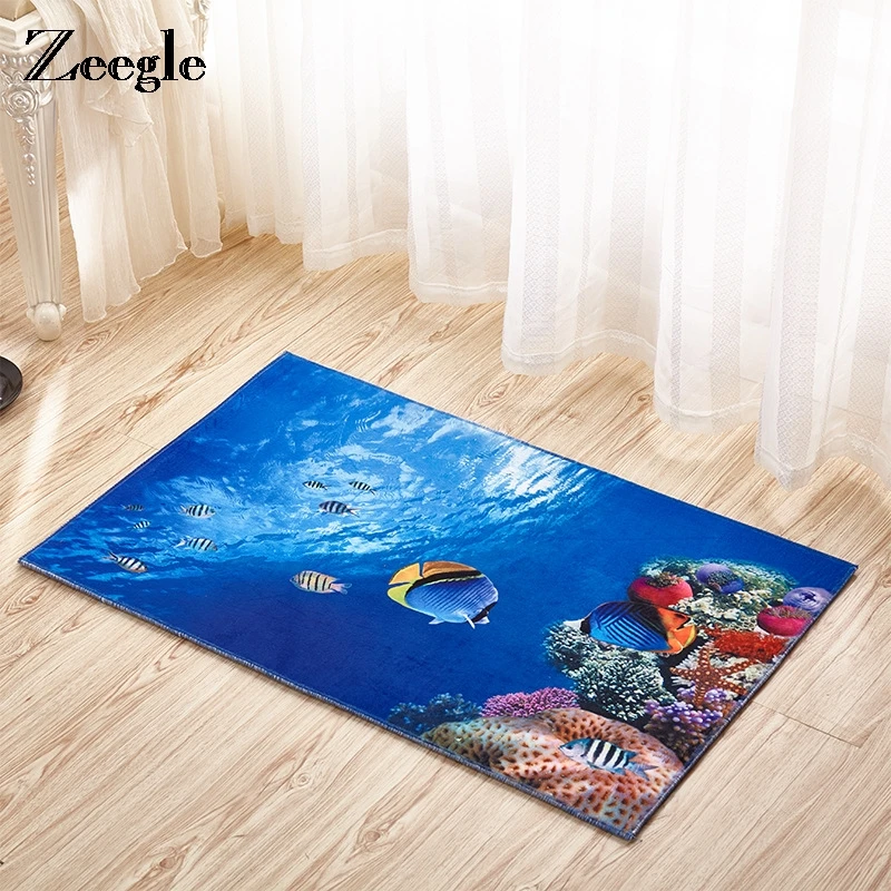 Zeegle 3D ковры с напечатанными природными пейзажами для гостиной Противоскользящий