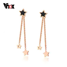 Vnox милые звезды Серьги-гвоздики розовое золото цвет Нержавеющая сталь длинные Серьги нет аллергии