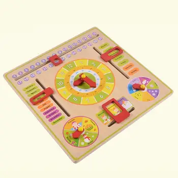 

Baby learning time child wooden clock toy time early education