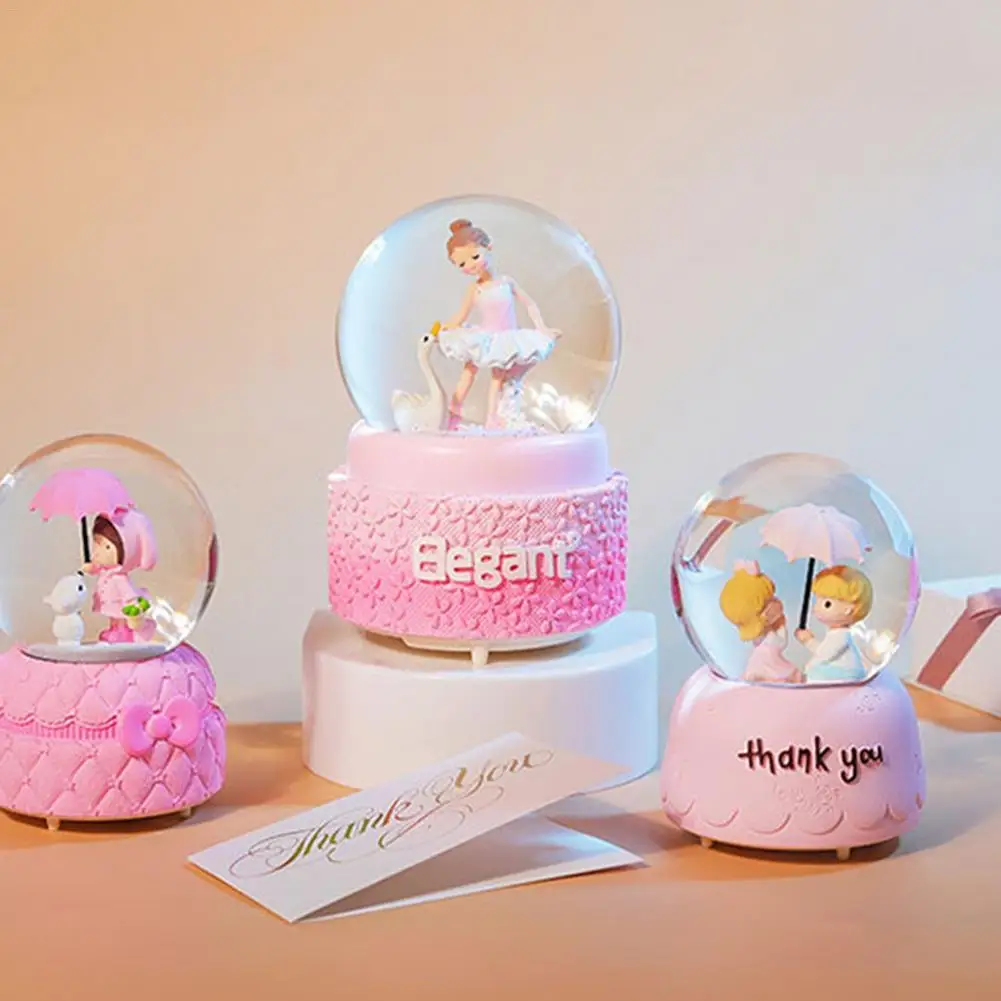 Инновационные INS Girl Dream балет сердце розовый снег, фонарики музыкальная шкатулка в виде хрустального шара Студенческая пара Подарочная Музыкальная Коробка украшения
