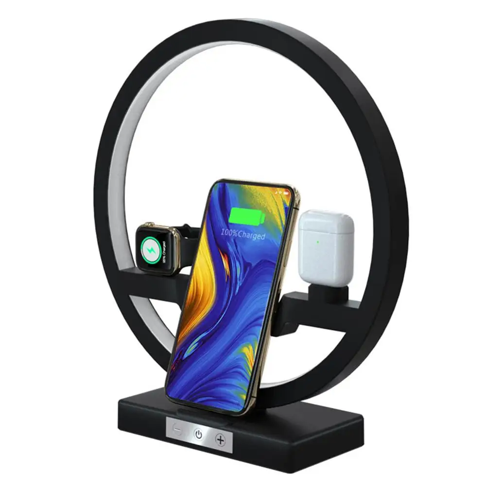 

3 in1 QI Fast Phone Wireless Charger Desk Lighting Station Fast Charging Watch Charger For iphone XS XR 11 Airpods Smartphones