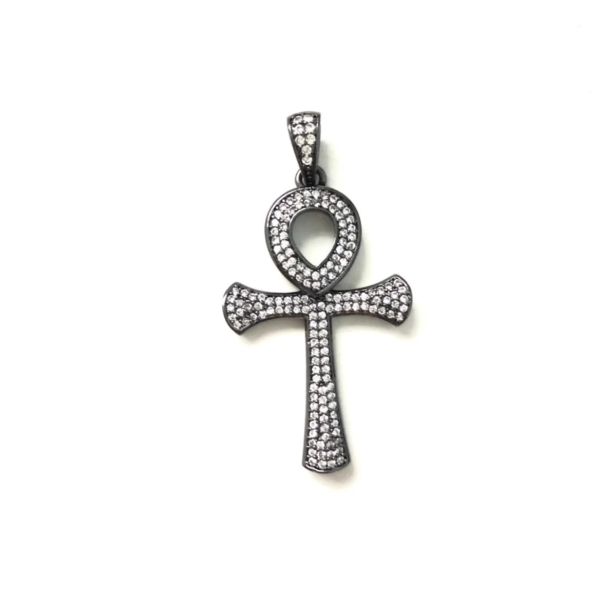 5pcs ANKH Cross Pendant Bling Charm for Women Bracelet Necklace Making CZ Pave Religious Handcrafted Jewelry Accessory Wholesale
