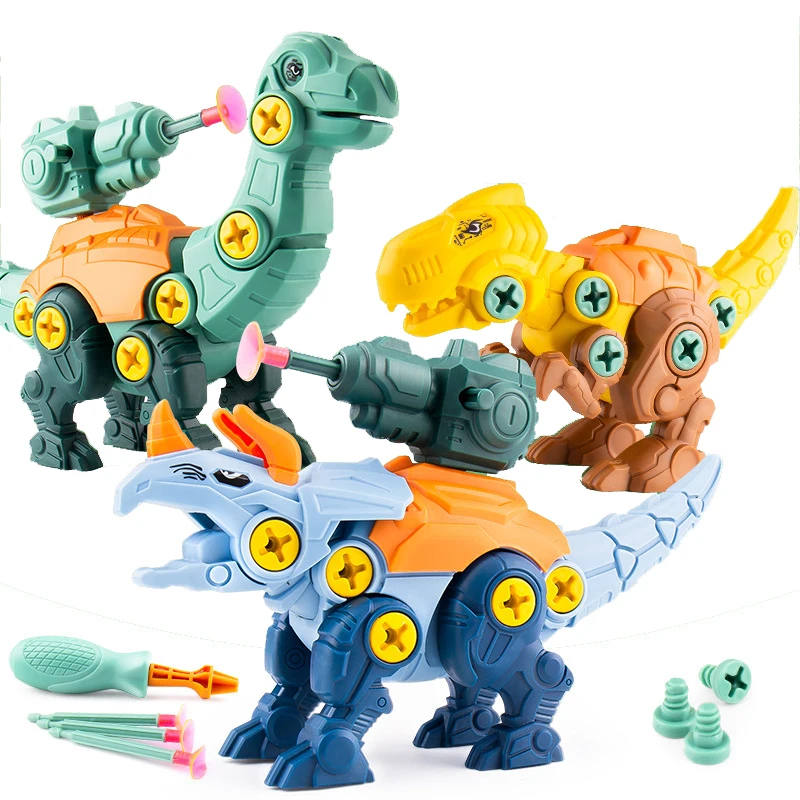 Tornillo de perforación 3D para niños, mosaico creativo, rompecabezas, dinosaurio de juguete, juego de taladro para disparar, juguetes educativos, tuerca de tornillo, juguete de combinación