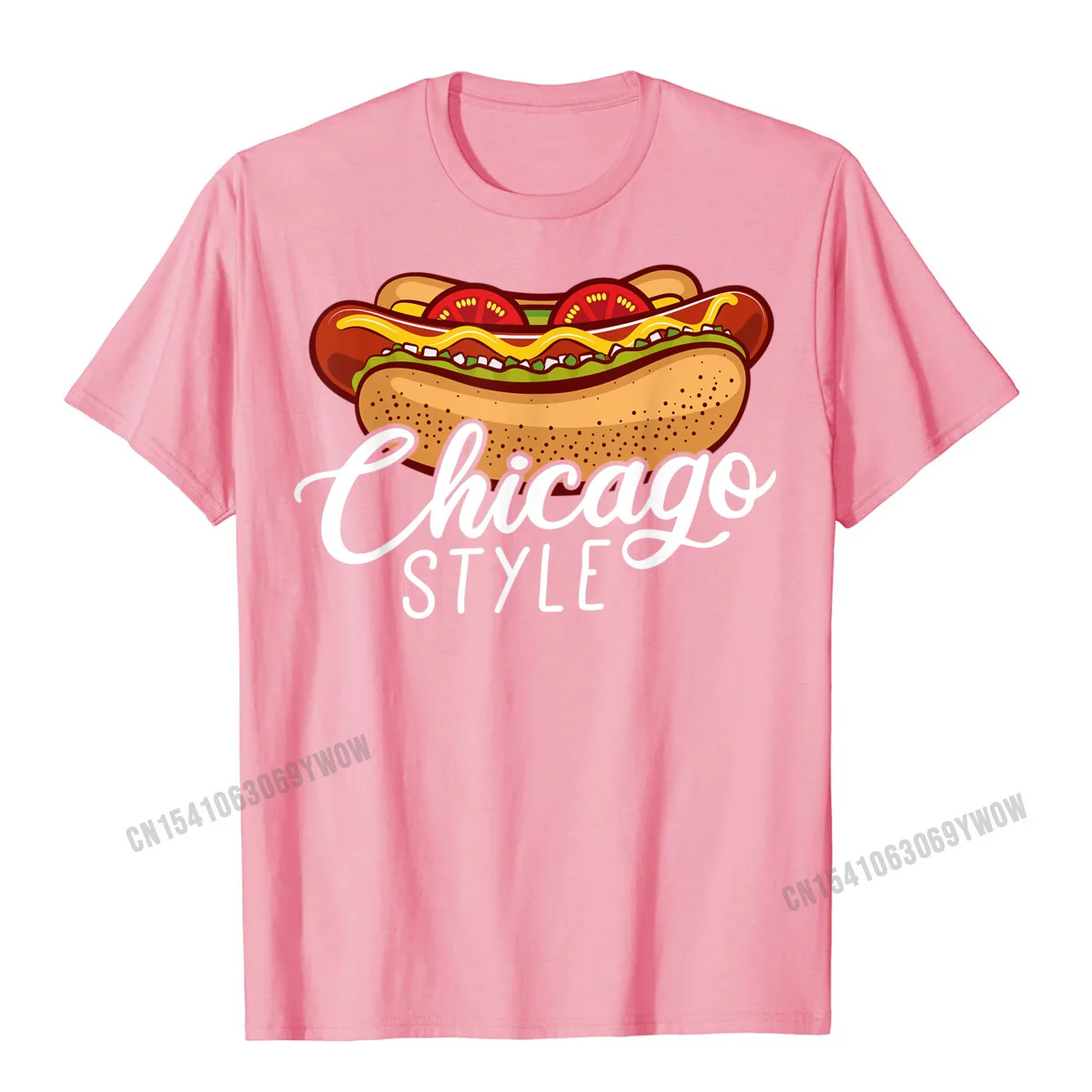 Cotton Men Short Sleeve Summer Tshirts Cool Tops Shirts 2021 Discount Classic O-Neck Clothing Shirt Drop Shipping Chicago Style HOT DOG Gift Hotdog T-Shirt__967 pink