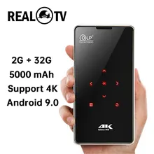 Real tv p09 mini portátil dlp android projetor suporte 4k decodificação wifi bluetooth miracast airplay celular ao ar livre filme