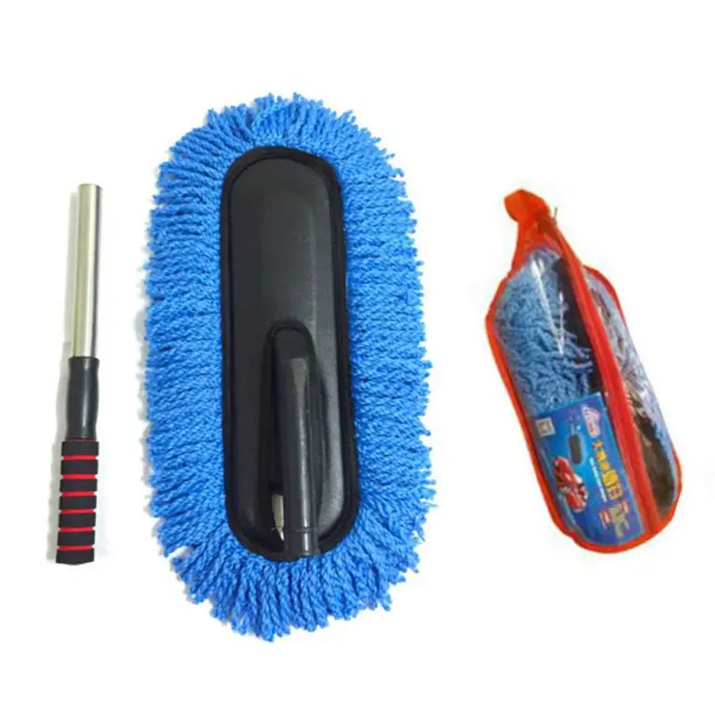 Полотенце из микрофибры для чистки машины Щетка авто окно Duster выдвижной нержавеющей стали детализация автомобиля ar чистящие кисти инструменты - Цвет: A BLUE OPP bag