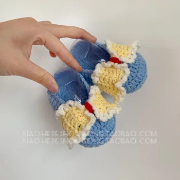 

Bow Baby Shoes Crocheted Handmade Baby Shoes Princess Toddler Shoes Finished Material Package 6-9 Months
