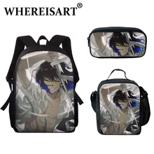 

WHEREISART Popular Anime Demon Slayer 3pcsBackpack School Bag For Youngs Unique Inosuke Pencil Boxes Zipper Lunch Package Kids