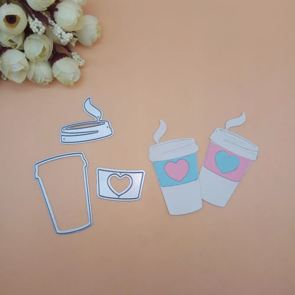 Coffee cup with Heart Metal cutting dies DIY Die Cut Stencil Decorative Scrapbooking Craft Card stencils