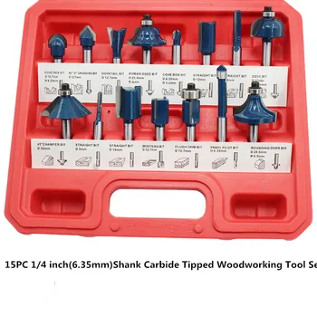

1/4 inch(6.35mm)Shank Carbide Route Bit Set Woodworking Drill Bit Tools with Storage Case