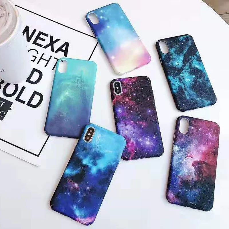 

Colorful Art Painted Phone Cases For iPhone 6 6s 7 8 Plus X XR XS Max Luxury Luminous PC Starry Sky Protective Back Cover Coque