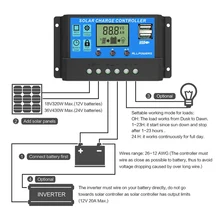 10-100A 12 В 24 в автоматический контроллер заряда с автоматическим пареметром Регулируемый ЖК двойной USB выход Солнечная Панель Регулятор дома