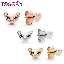 Новые серьги-гвоздики "Принцесса Лев и любовь", серебряные серьги для женщин и детей, подарок на Рождество, Femme Brincos