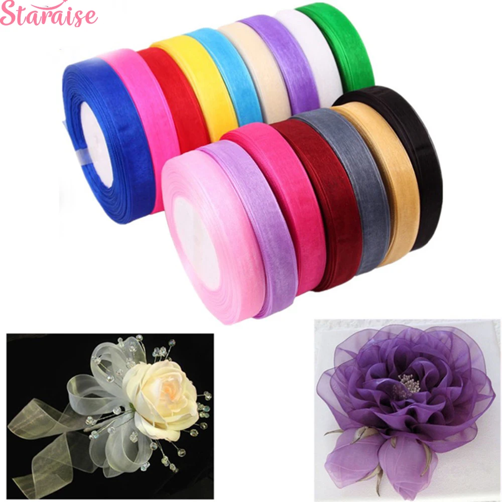 

Staraise 10mm 45M Organza Ribbon Artificial Flowers Bouquet Decorative Tapes For Wedding Birthday Party Gift Packaging Ribbon