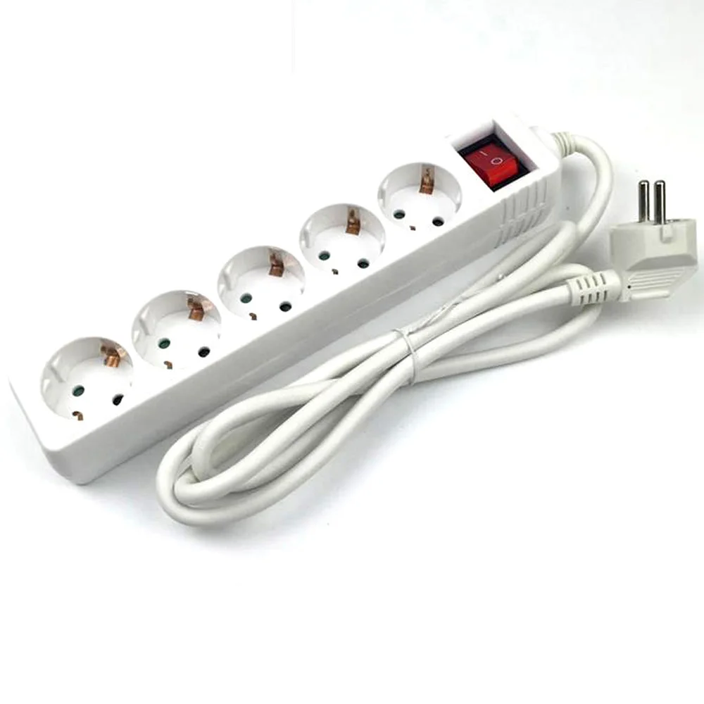 250V 16A 3 4 5 ways EU German Korea wiring board EU 4.8mm pins 3m 5m power cord extension socket strip with switch power strip wall socket extender