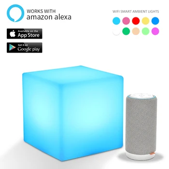 

wifi smart night light cube MP APP control RGB LED desk lamp restaurant coffee bar party table light work with alexa google home