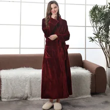 

Winter Autumn Warm High-quality Flannel Bathrobe Couples Robe Soft Pajamas For Women Men Casual Daily Nightwear