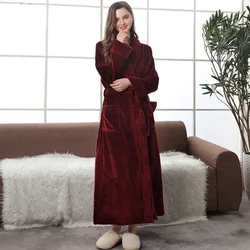 Winter Autumn Warm High-quality Flannel Bathrobe Couples Robe Soft Pajamas For Women Men Casual Daily Nightwear
