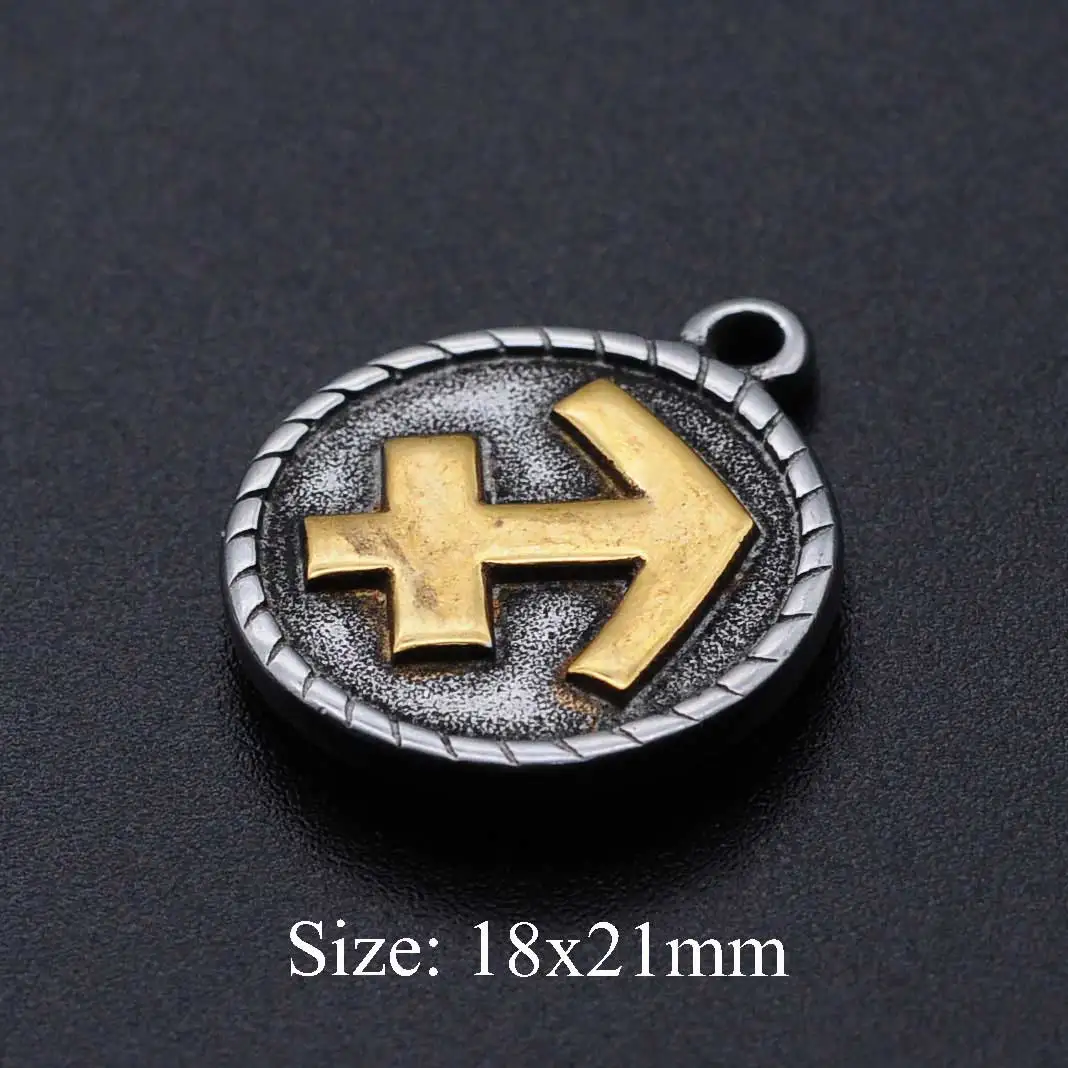 12Pcs / Lot  100% Stainless Steel Two Tone Zodiac Sign Charm Constellation For  Making Bracelet Necklace Pendants