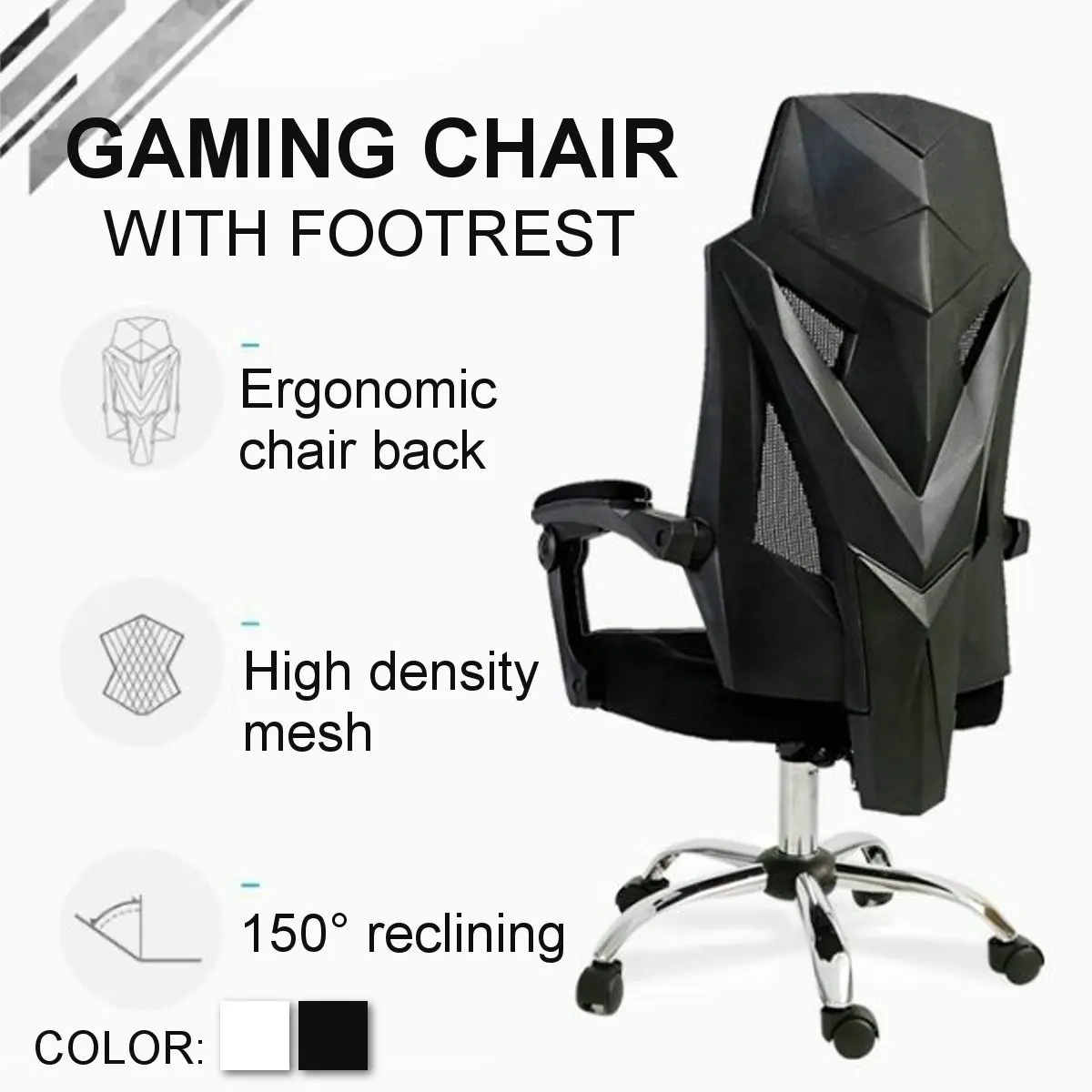  Adjustable Mesh Racing Gaming Chair High Back Ergonomic Office School Chair Recliner Seat With Foot