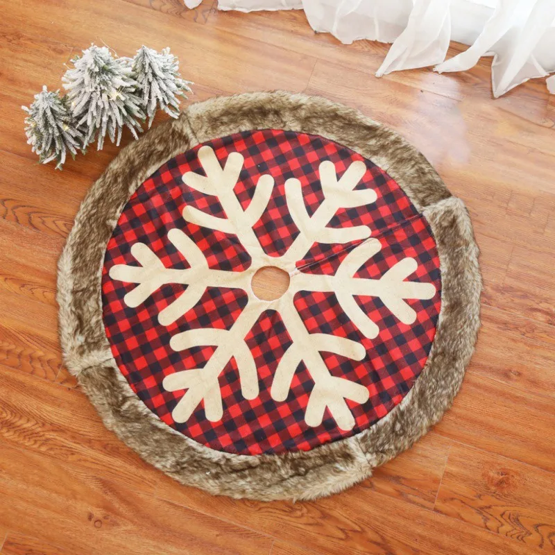 

Christmas Tree Skirt Buffalo Plaid Plush With Invisible Nylon Clasp Xmas Tree Decorative Mat Christmas Decoration For Home