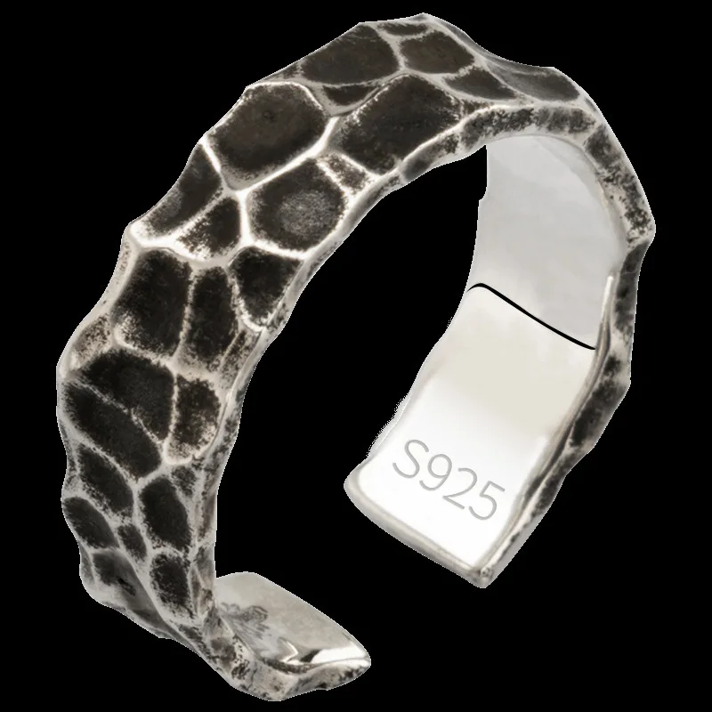 S925 Серебряный молоток мужские кольца, дизайн хип-хоп личность агрессивный Ретро открытие Регулируемый для мужчин кольцо
