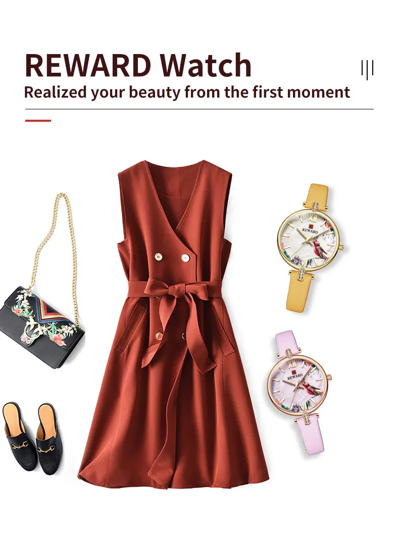 New Reward Casual Vintage Women Wristwatches Japanese Quartz Watch Cheap Ultra Thin Timepiece Leather Wrist Watches for Females